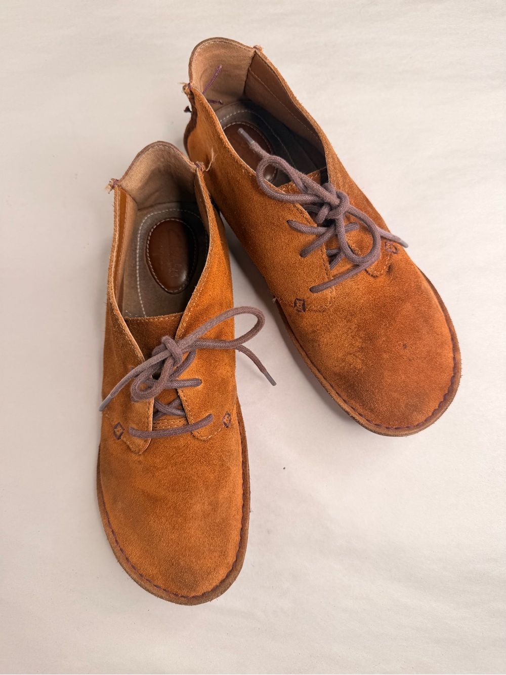 Clark’s Artisan desert suede boots in rust brown